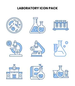 Laboratory Blue Collection Icons Pack Stock Illustration