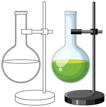 Laboratory Boiling Flask on Retort Stand Vector Illustration Stock Illustration