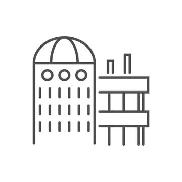 Laboratory Building related vector thin line icon. Ilustración de archivo