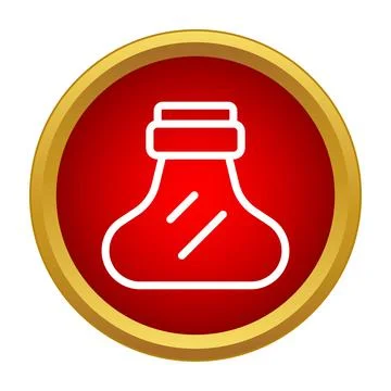 Laboratory chemical flask icon vector line drawing Stock Illustration