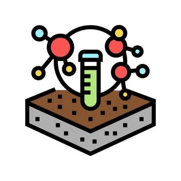 Laboratory chemical soil testing color icon vector illustration 库存插图
