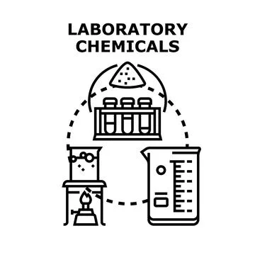 Laboratory chemicals concept vector for science research Stock Illustration