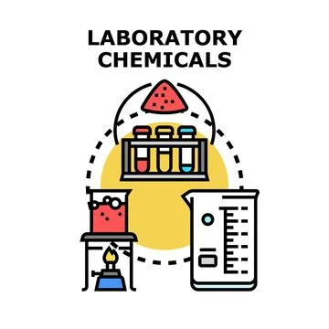 Laboratory chemicals concept vector for science research Stock Illustration