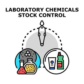 Laboratory chemicals stock control process concept Stock Illustration