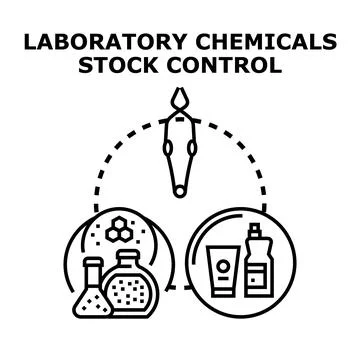 Laboratory chemicals stock control process concept Stock Illustration
