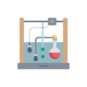 Laboratory chemistry experiment setup with glassware and tubes Stock Illustration