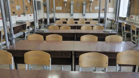 The Laboratory Classroom In A  High School Stock Footage 137909226
