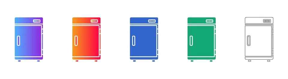 Laboratory Cold Storage Freezer Unit Icons Stock Illustration