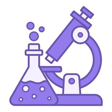 Laboratory Color Icon. Vector Icon. Microscope and Chemical Flask. Research.. Stockillustratie