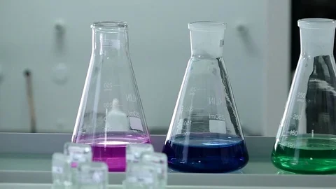 Laboratory, cones, reagents Stock Footage 75403727