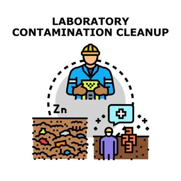 Laboratory contamination cleanup worker removing pollutants Stock Illustration
