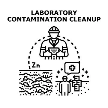 Laboratory contamination cleanup worker removing pollutants Stock Illustration