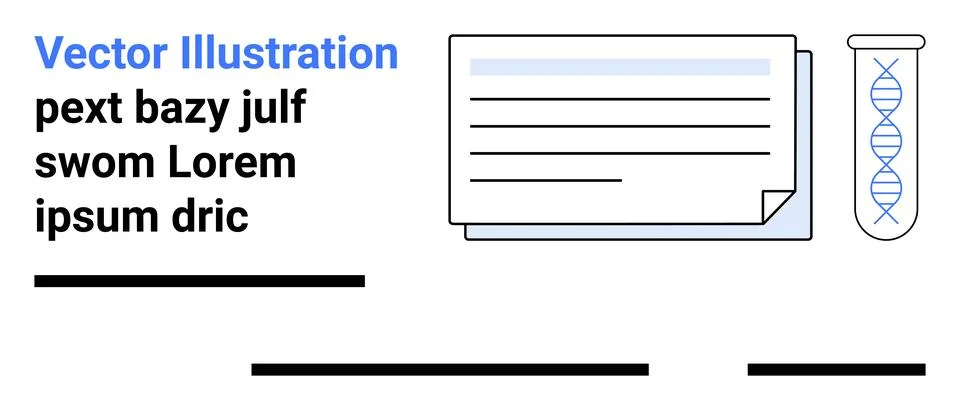 Laboratory Data Analysis with DNA Test Tube and Report Elements Stock Illustration
