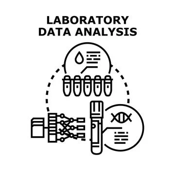 Laboratory data analysis medical science research process Stock Illustration