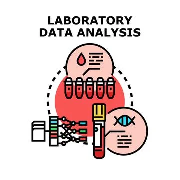Laboratory data analysis medical science research process Stock Illustration