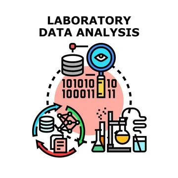 Laboratory data analysis processing science research innovation Stock-Illustration