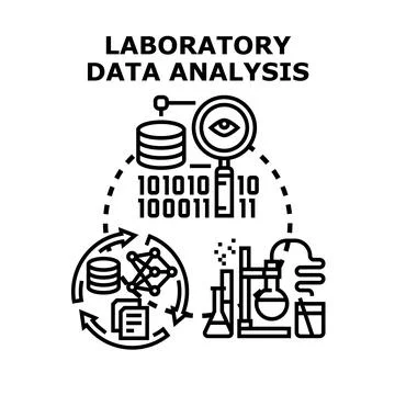 Laboratory data analysis processing science research innovation Stock-Illustration