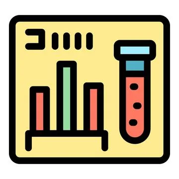 Laboratory data analysis showing test tube and statistics chart Stock Illustration