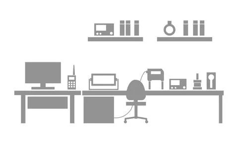 Laboratory with devices. Workplace for an engineer. Industry. Stock Illustration