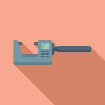 Laboratory digital micrometer icon flat vector. Number scale precise Stock Illustration