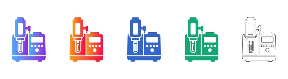 Laboratory Dosing and Analysis Device Icon Set 스톡 일러스트