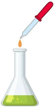 Laboratory Dropper Adding Liquid to Erlenmeyer Flask Stock Illustration