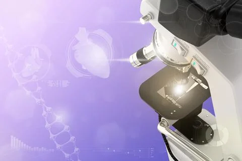 Laboratory electronic microscope with flare on overlay Stockillustratie
