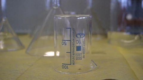 Laboratory empty flask for chemistry Stock Footage 129228986