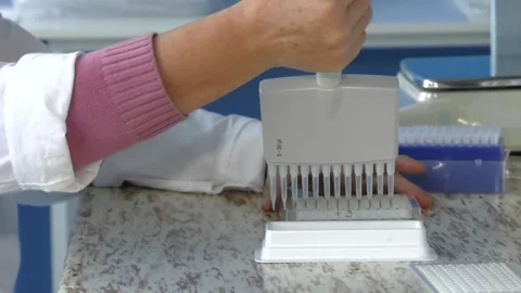 Laboratory of enzyme analysis Stock Footage 99145913