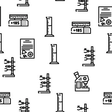 Laboratory Equipment For Analysis Vector Seamless Pattern Stock Illustration