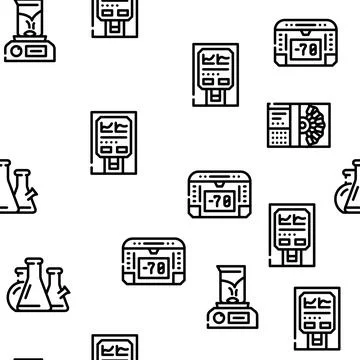 Laboratory Equipment For Analysis Vector Seamless Pattern Illustrazione stock
