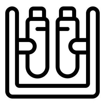 Laboratory equipment icon with two test tubes being held by mechanical arms Stock Illustration