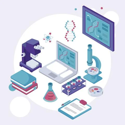 Laboratory equipment scene 스톡 일러스트