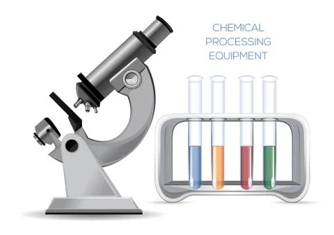 Laboratory equipment set - microscope and test tubes Stock Illustration