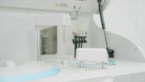 Laboratory equipment is set up for testing in a modern facility during daytime Stock Footage 345030370