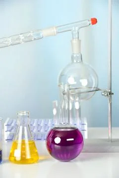 Laboratory Equipment on White Table Stock Photos