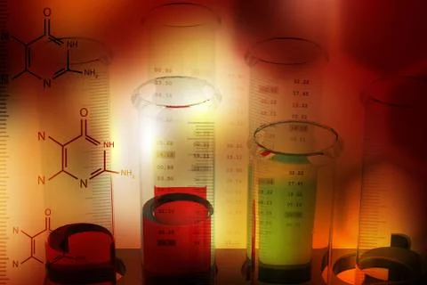 Laboratory equipments with molecules Stock Illustration