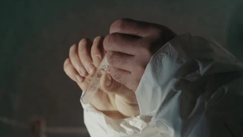 Laboratory experiment focus. Careful powder transfer inside lab. Scientist Stock Footage 346474823