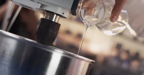 Laboratory experiment in front of shiny blurry background Video stock 105418912