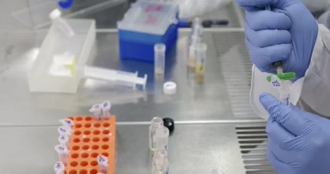 Laboratory experiment with liquid. Stock Footage 339321612