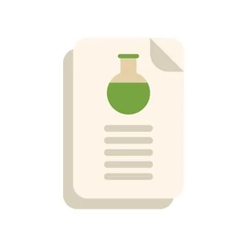 Laboratory experiment protocol with flask icon on document Stock Illustration