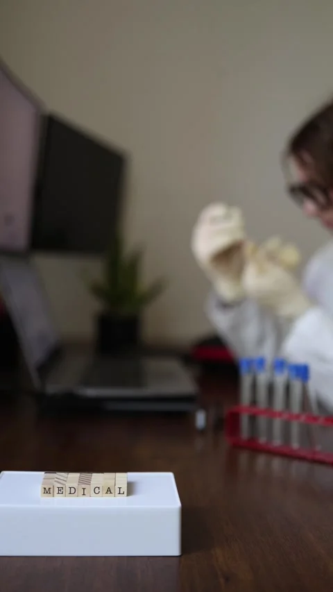 Laboratory expert evaluates infection samples 库存影片 337336560