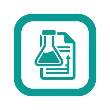 Laboratory flask and document with graph indicating scientific research and.. Stock Illustration