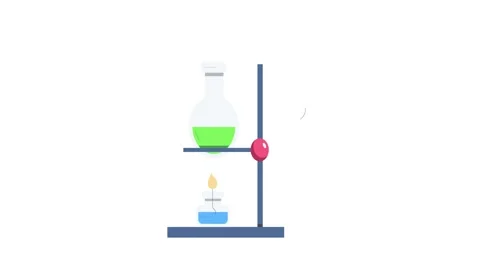 A laboratory flask and thermometer positioned on a stand, indicating a scie.. Stock Footage 332452752