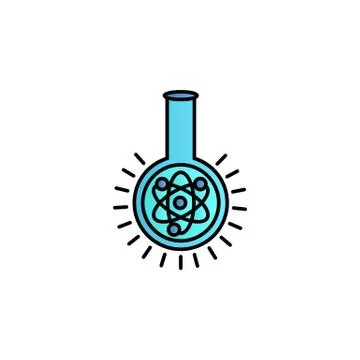 Laboratory flask with atom color gradient vector icon Stock Illustration