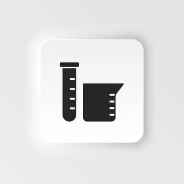 Laboratory, flask. Bioengineering neumorphic style vector icon. Biotechnology Stock Illustration