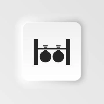 Laboratory, flask. Bioengineering neumorphic style vector icon. Biotechnology Stock Illustration