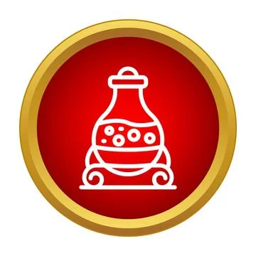 Laboratory flask boiling liquid icon showing chemistry research Stock Illustration