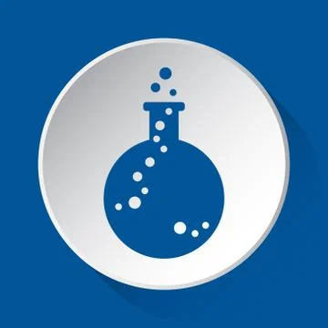 Laboratory flask with bubbles - simple blue icon Stock Illustration
