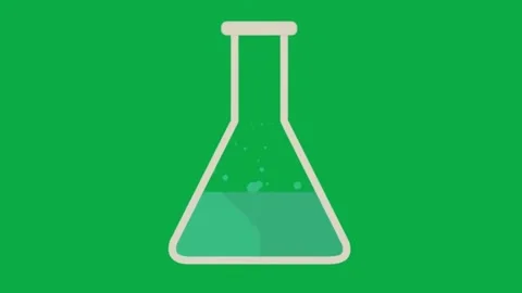 Laboratory flask with bubbling liquid motion graphic animation on green screen k Stock Footage 332067214